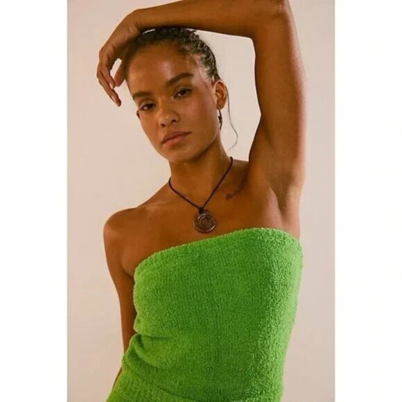 NWOT Free People FP Beach Claire Strapless One-Piece Jumpsuit in Green - Picture 3 of 10